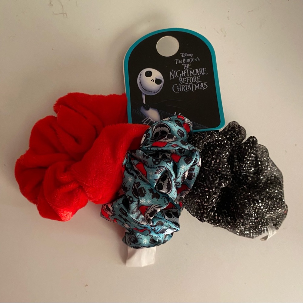Set 3 Nightmare Before Christmas Santa Jack Scrunchie Hair Girls Juniors Women’s